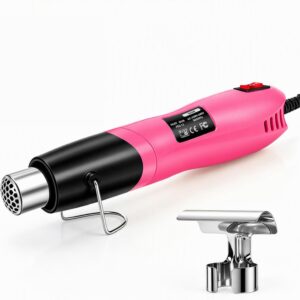Mini Heißluftpistole 500W Handheld Tragbar mit Überhitzungsschutz, Heißluftgerät für Bastelarbeiten, Heimwerken, Schrumpffolie, Prägen (Rosa)