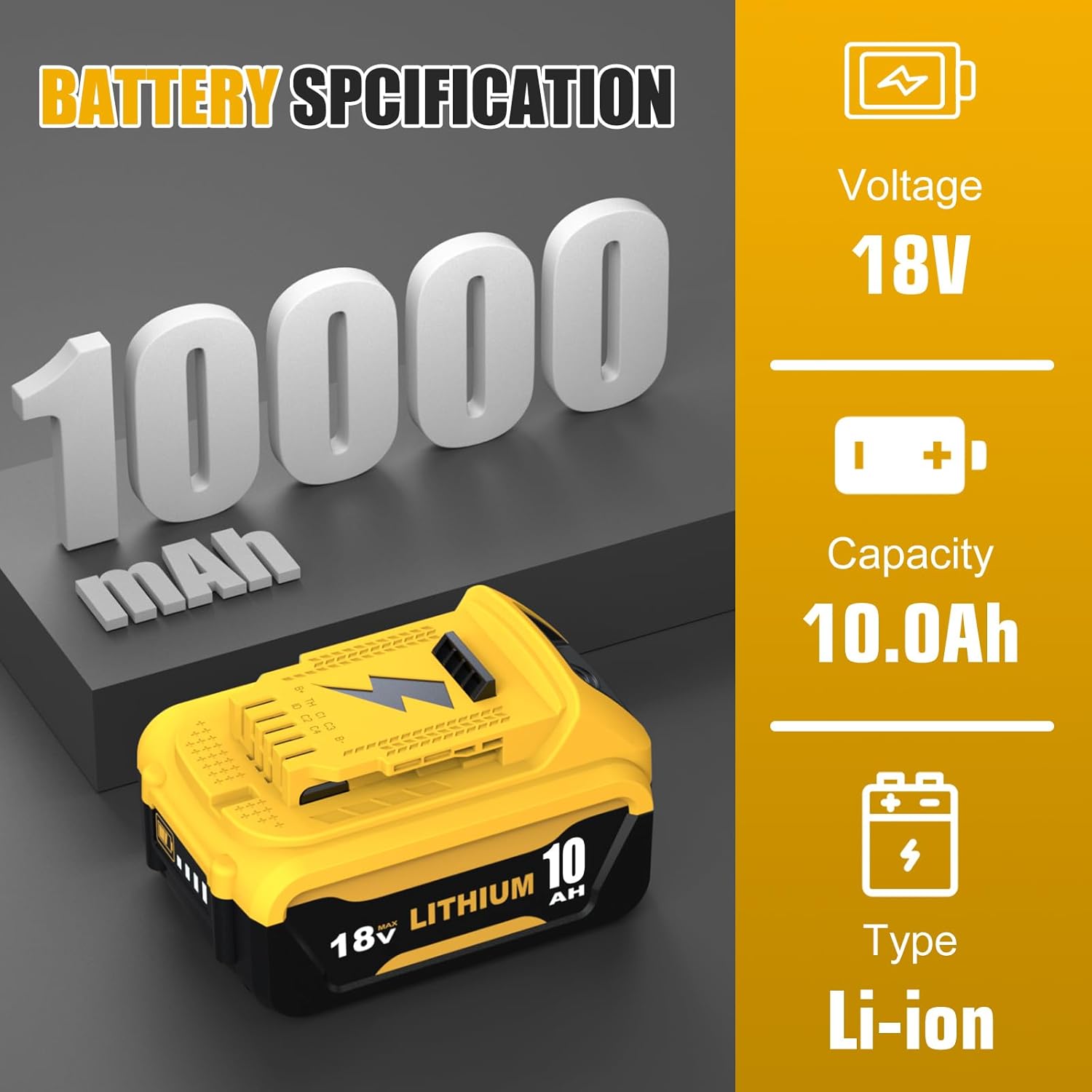 4Stück 10.0Ah Ersatzakku für Dewalt Akku 18V+ Ladegerät DCB104 2 4Stück 10.0Ah Ersatzakku für Dewalt Akku 18V+ Ladegerät DCB104 – Bild 2