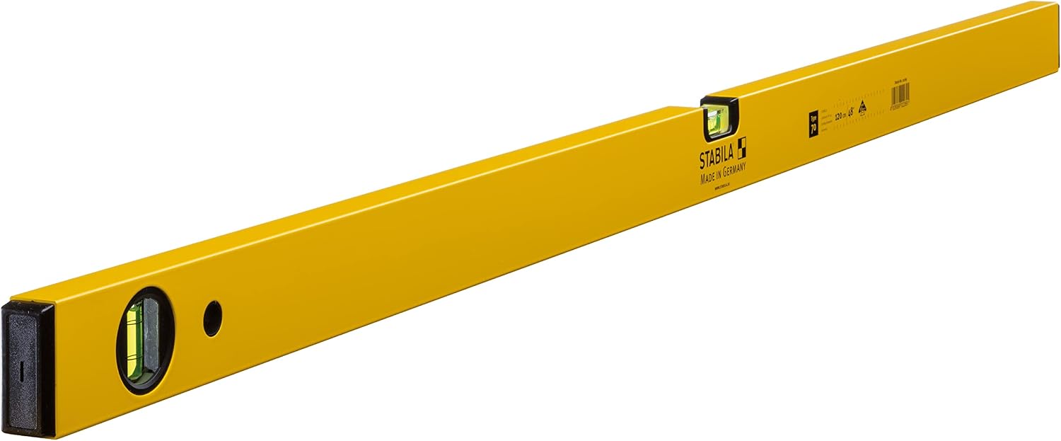 STABILA Wasserwaage Type 70, 120 cm, leichtes Alu-Profil, 1 Horizontal-Libelle, 1 Vertikal-Libelle, Made in Germany