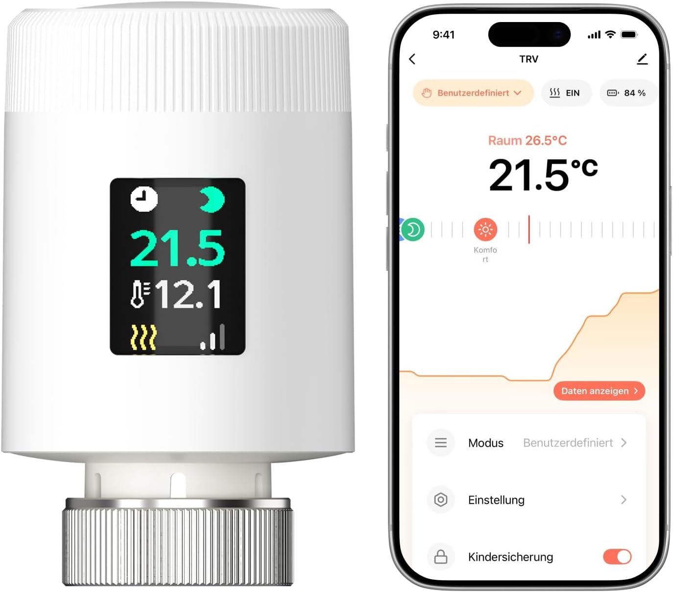 WLAN Heizkörperthermostat TRV901W 1 WLAN Heizkörperthermostat TRV901W