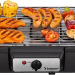BEPER P101BBQ001 2000W Elektrogrill, XXL-Grillfläche (41,5 x 24 cm), rauchfreies Grillen, zwei Grillpositionen, abnehmbare Teile, einstellbares Thermostat