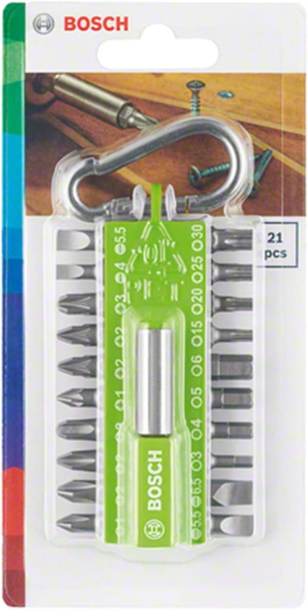 Bosch Accessories Bosch 21-tlgs. Schrauber Bit-Set Grün (mit Universal-Bithalter, Karabiner, Zubehör für Akkuschrauber) Einheitsgröße 2 Bosch Accessories Bosch 21-tlgs. Schrauber Bit-Set Grün (mit Universal-Bithalter, Karabiner, Zubehör für Akkuschrauber) Einheitsgröße – Bild 2