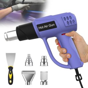 Heißluftfön mit Schnellaufheizung, stufenlos 60-600°C, Heissluftpistole mit 2 Luftstromstufen & Überhitzungsschutz, 1600W Heißluftfön mit 5 Zubehör für DIY, Schrumpfschläuche