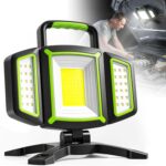 SideKing Akku Baustrahler 3000LM, Akku Strahler 4400mAh, 360° Drehbarer Magnetfuß, Faltbare IP65 Wasserdicht, Arbeitsleuchte LED Akku für Werkstatt, Baustelle, Auto-Reparatur, Camping