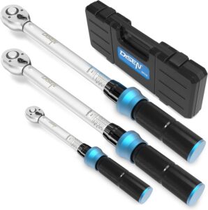 DISEN 3-tlg Drehmomentschlüssel Set, ±3% Fehlergenauigkeit, 1/2", 3/8", 1/4", Bidirektionaler Ratschenkopf für Auto Motorrad Fahrrad Mit Kalibrierzertifikat & Aufbewahrungskoffer