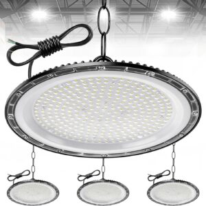 4Pack 500W UFO LED High Bay Light, Hallenstrahler 50000LM, 6500K Kaltweiß UFO LED Werkstattlampe, IP65 Wasserdichte LED Werkstatt Deckenleuchte für Fabriken,Garage,Lagerhaus
