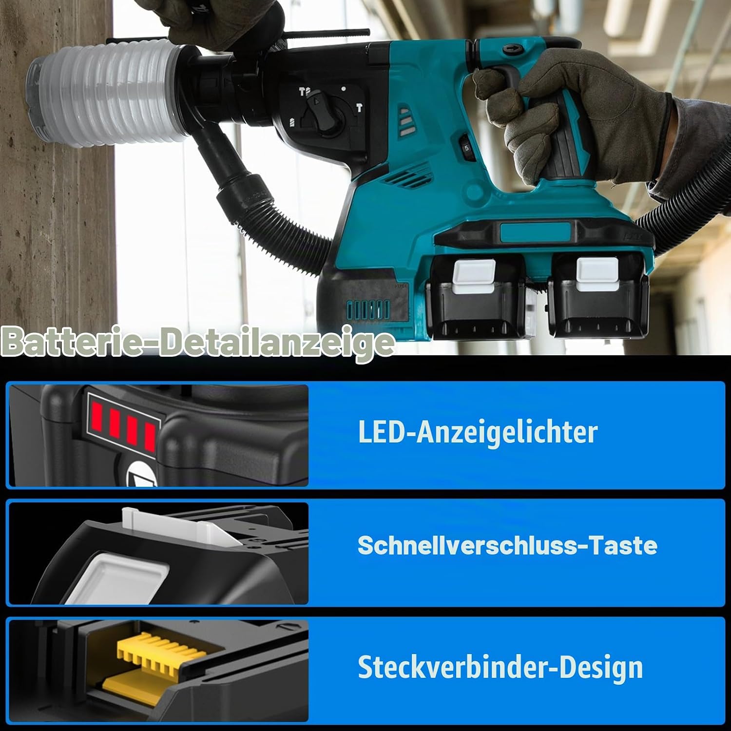 2Stück 10.0Ah /10000mAh Ersatzakku für Makita Akku 18V BL1860B 4 2Stück 10.0Ah /10000mAh Ersatzakku für Makita Akku 18V BL1860B – Bild 4