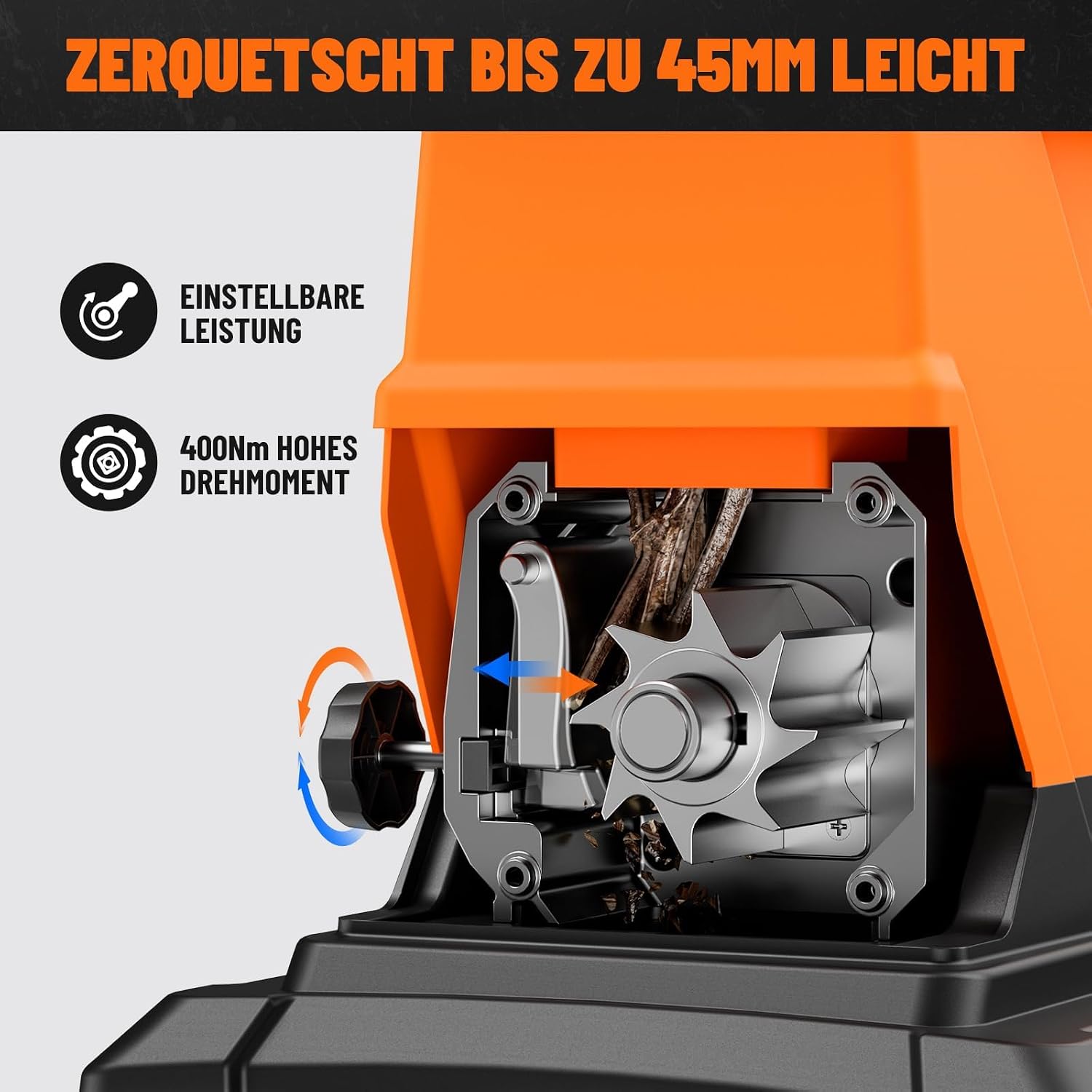 DOVAMAN GT10 Walzenhäcksler, 2800W Gartenhäcksler 3 DOVAMAN GT10 Walzenhäcksler, 2800W Gartenhäcksler – Bild 3