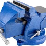 HYCHIKA Schraubstock 360° Drehbar, 125 mm Spannweite, Hochwertige Stahlbacken, Gusseisen Tischschraubstock, Handschraubstöcke klemmbar für Holzbearbeitung Metallbearbeitung Bohren