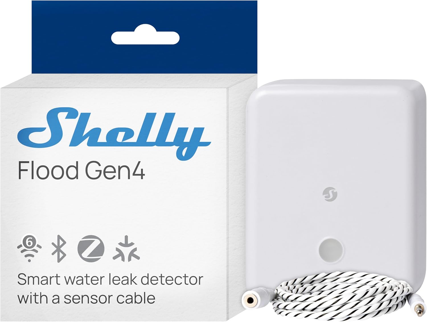 Shelly Flood Gen4 - Smarter Matter Wassersensor mit Leck-Sensorkabel, IP44, Flut- & Regenerkennung, Anpassbare Alarmstufen, Leckerkennung, Zeitschaltuhr, Alexa, Google Home & Zigbee 1 Shelly Flood Gen4 - Smarter Matter Wassersensor mit Leck-Sensorkabel, IP44, Flut- & Regenerkennung, Anpassbare Alarmstufen, Leckerkennung, Zeitschaltuhr, Alexa, Google Home & Zigbee