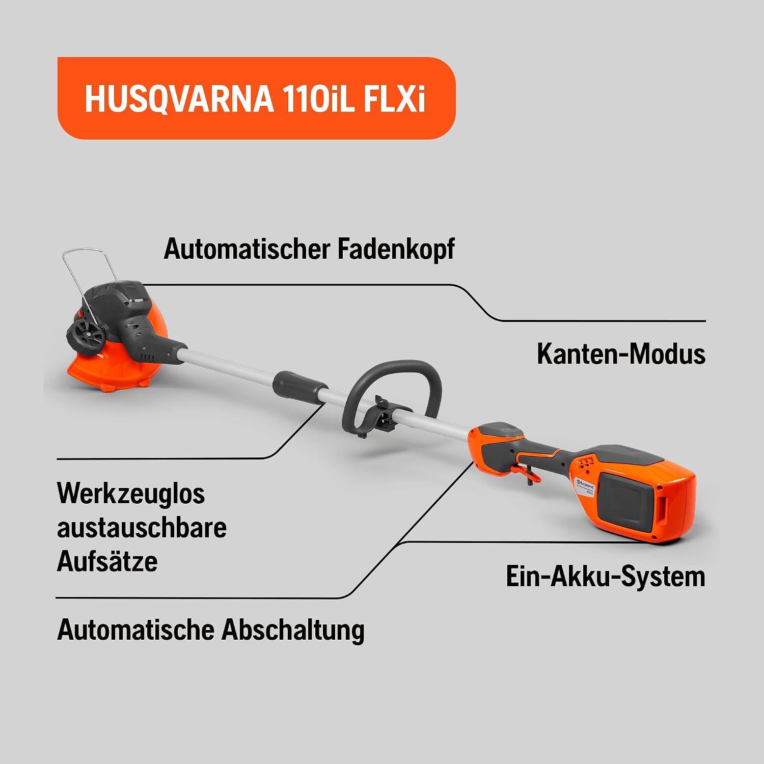 Husqvarna 110iL 36V Akku-Rasentrimmer inkl. Akku und Ladegerät 2 Husqvarna 110iL 36V Akku-Rasentrimmer inkl. Akku und Ladegerät – Bild 2