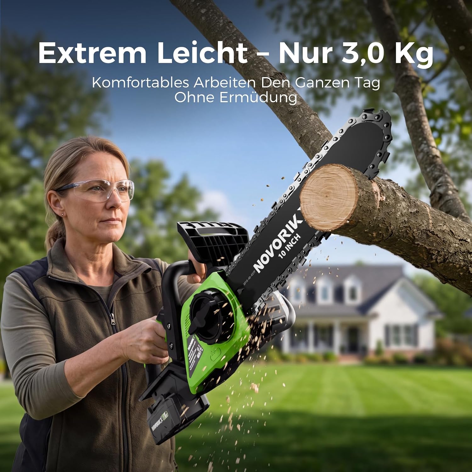 NovorikX 20V Akku-Kettensäge 4,0-Ah-Akku mit Ladegerät,25 cm Schwert 5 NovorikX 20V Akku-Kettensäge 4,0-Ah-Akku mit Ladegerät,25 cm Schwert – Bild 5