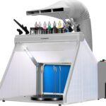 VIVOHOME Airbrush Absauganlage mit 3 LED, Spritzpistolen Ständer, Grau