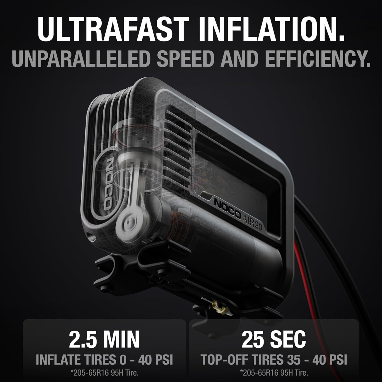 NOCO AIR20 UltraFast 20A Reifenfüller - 12V Tragbare Luftkompressorpumpe - 47SLPM Luftstrom bläst 0-40PSI in 2,5 Minuten auf - Digitales Messgerät + Auto-Shutoff 3 NOCO AIR20 UltraFast 20A Reifenfüller - 12V Tragbare Luftkompressorpumpe - 47SLPM Luftstrom bläst 0-40PSI in 2,5 Minuten auf - Digitales Messgerät + Auto-Shutoff – Bild 3