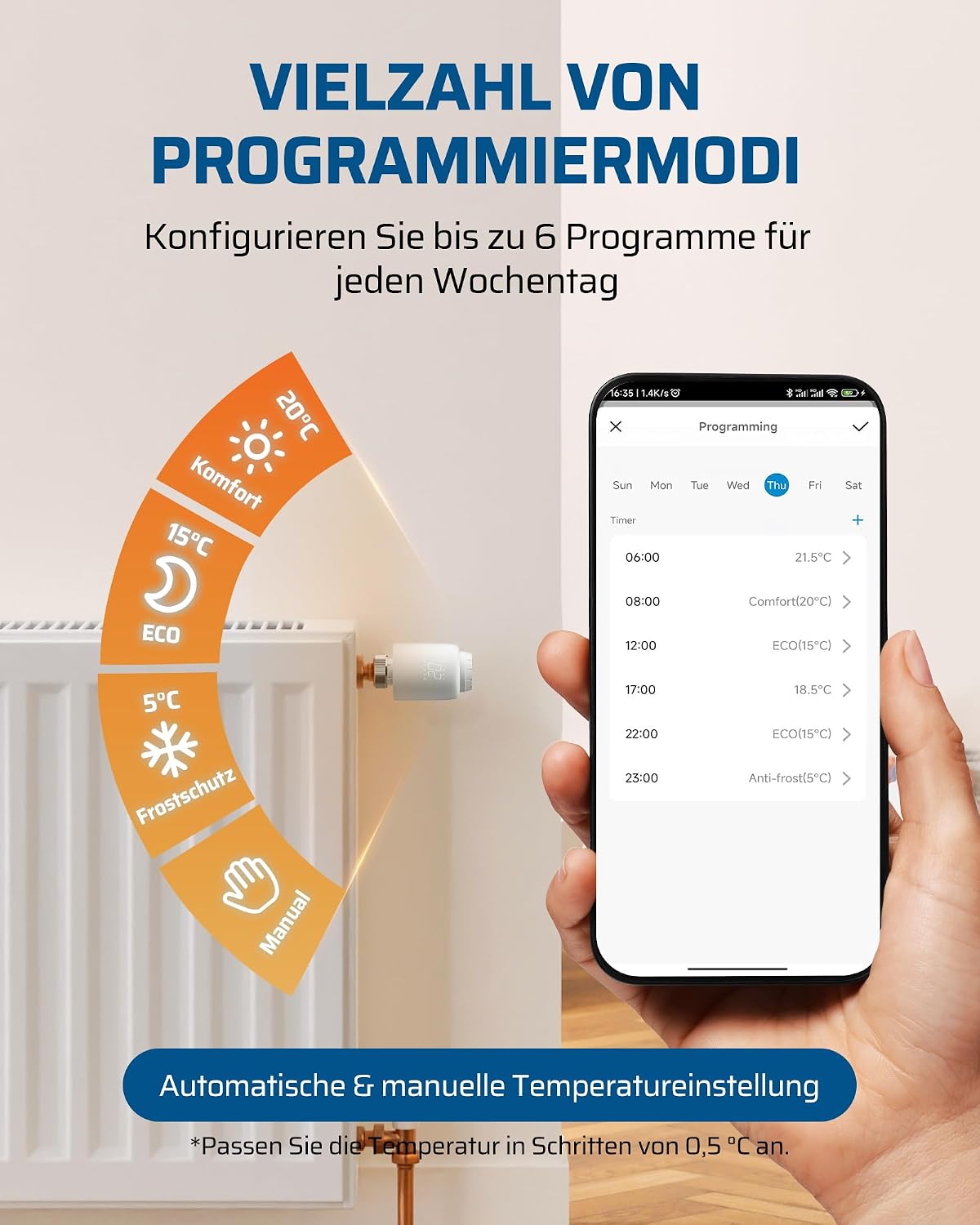 DEWENWILS Smartes Heizkörperthermostat WiFi, Kein Gateway erforderlich 4 DEWENWILS Smartes Heizkörperthermostat WiFi, Kein Gateway erforderlich – Bild 4