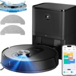 Proscenic Q8 Max+ Saugroboter mit Wischfunktion, 8000 Pa 200 Min Staubsauger Roboter mit Absaugstation, LiDAR-Navigation mit 5 Karten & Linienlaser-Hindernisvermeidung, Steuerung über APP Alexa Siri