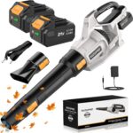 Laubbläser Akku, 21V Laubbläser mit 2 × 4,0 Ah Akkus, 3 Stufen