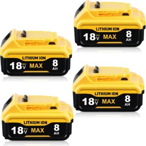 4PC 8000mAh Ersatzakku für De-Walt Akku 18V