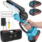 JINDUN Mini Kettensäge mit Akku, 21V 6 Zoll Mini Akku Kettensäge mit Leistungsstarke Motoren und Gehärtete Legierungsketten, 2 Akku und Schnell Ladegerät für Gartenbäumen Astschere Holzschneiden