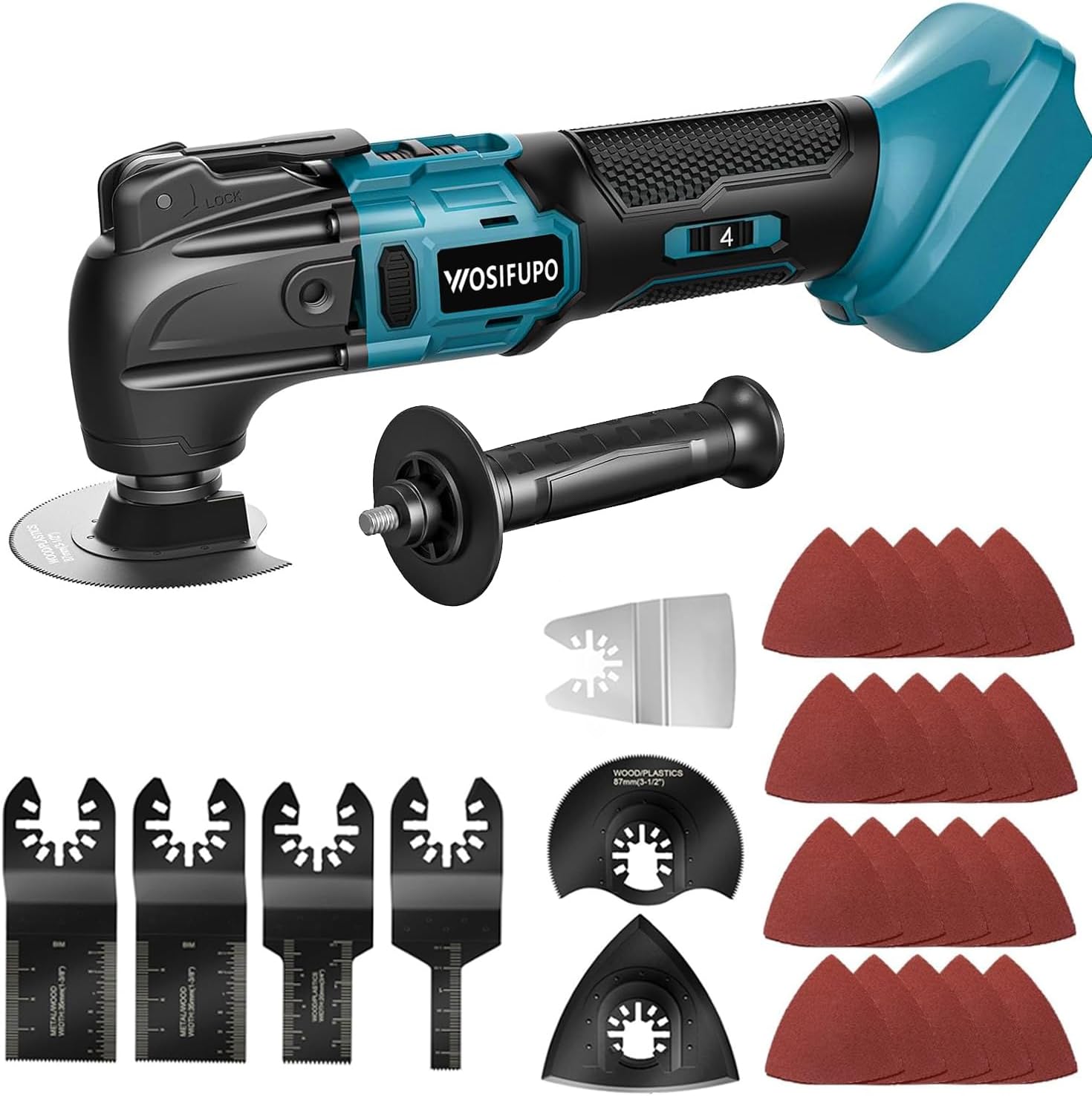 Multifunktionswerkzeug akku für Makita 18V Akku (Ohne Akku), Oszillationswerkzeug Akku mit 30 Zubehör, 20500 OPM 6 Einstellbare Geschwindigkeiten Multitool zum Entfernen, Schaben, Schneiden 1 Multifunktionswerkzeug akku für Makita 18V Akku (Ohne Akku), Oszillationswerkzeug Akku mit 30 Zubehör, 20500 OPM 6 Einstellbare Geschwindigkeiten Multitool zum Entfernen, Schaben, Schneiden