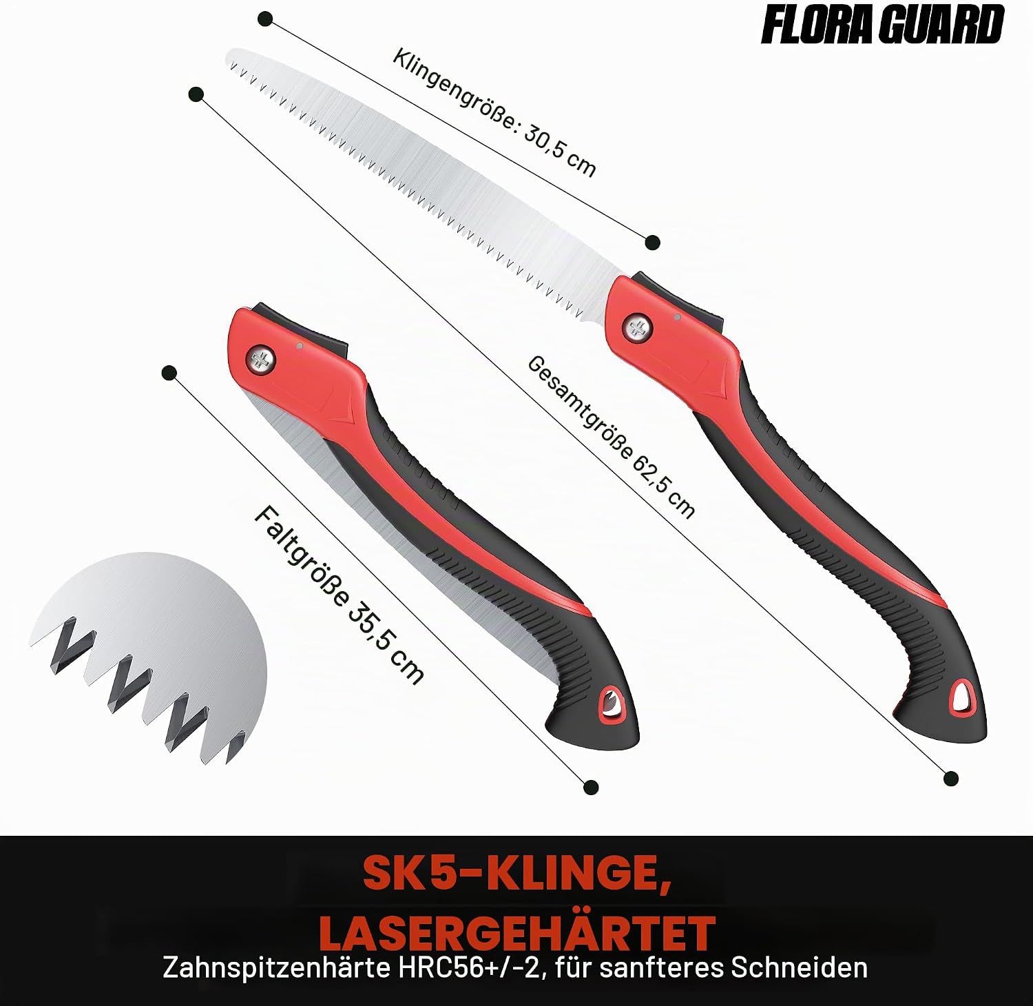 FLORA GUARD Astsäge 30 cm Klappsäge mit SK5 Stahl 3D Zahnung 2 FLORA GUARD Astsäge 30 cm Klappsäge mit SK5 Stahl 3D Zahnung – Bild 2