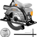 1200W Kreissäge: DEKOPRO Kreissäge mit Führung, 4800 U/min, Sägeblatt Ø165mm (24T), Maximale Schnitttiefe 55mm (90°), 33mm (45°), Inklusive Führung, Ideal zum Schneiden von Holz