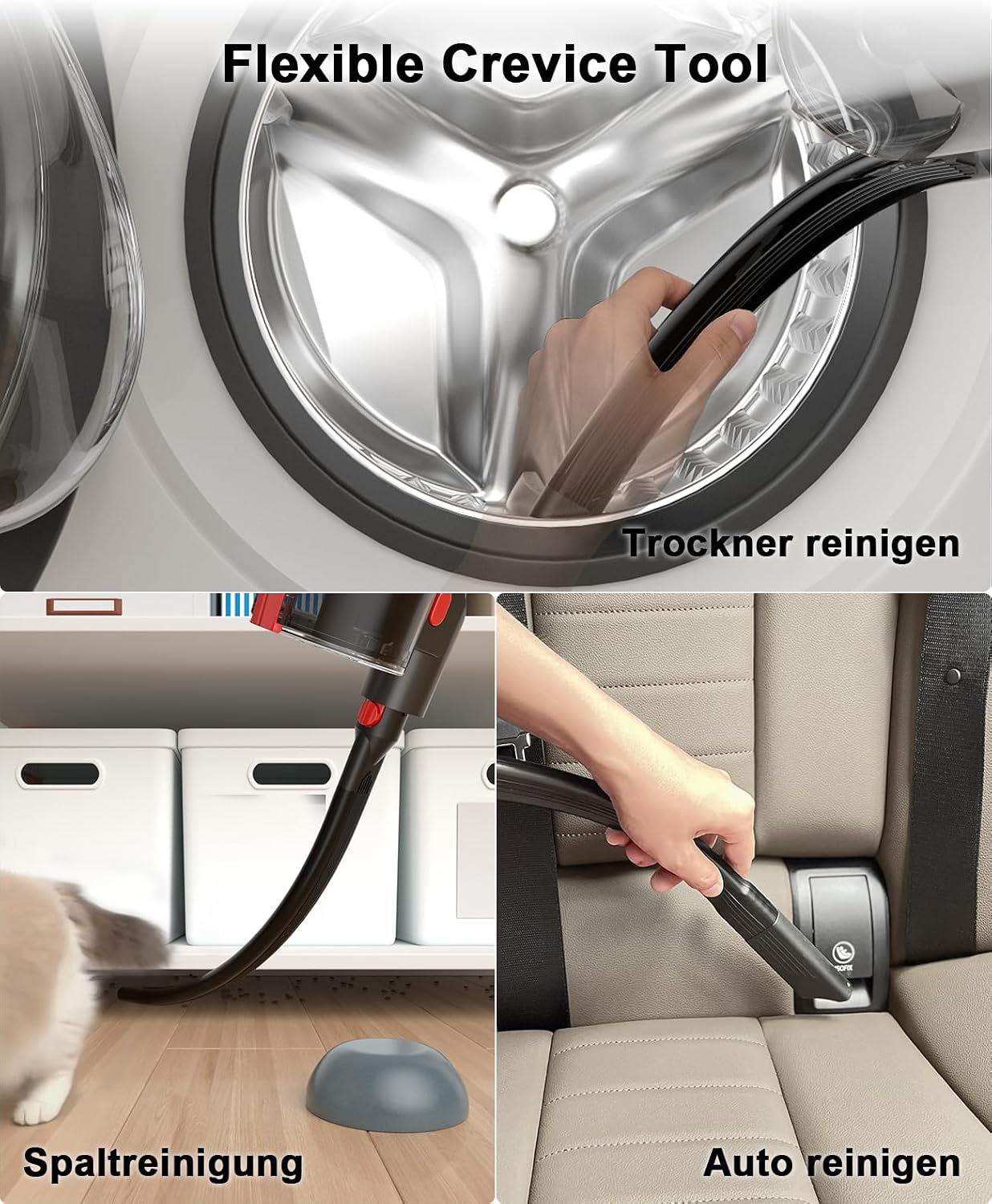 Akku Staubsauger 55000Pa/650W/70Min, staubsauger kabellos mit Display, 2L Staubbehälter, Anti-Tangle-Bürste, Selbststehend, 8-Schicht-Filter, Flexible Fugendüse, für Hartböden/Teppiche/Auto/Tierhaare 5 Akku Staubsauger 55000Pa/650W/70Min, staubsauger kabellos mit Display, 2L Staubbehälter, Anti-Tangle-Bürste, Selbststehend, 8-Schicht-Filter, Flexible Fugendüse, für Hartböden/Teppiche/Auto/Tierhaare – Bild 5