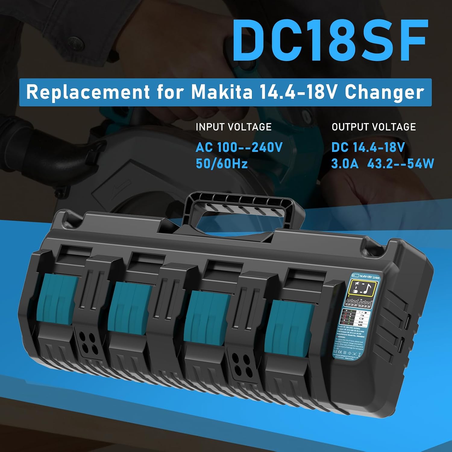 4Packs 10000mAh Akku Kompatibel für Makita akku 18V + 1Pack 3A DC18SF 4-Port-Ladegerät Kompatibel Ladegerät für Makita 14,4 V-18 V Akkus BL1830 BL1840 BL1850 BL1860 2 4Packs 10000mAh Akku Kompatibel für Makita akku 18V + 1Pack 3A DC18SF 4-Port-Ladegerät Kompatibel Ladegerät für Makita 14,4 V-18 V Akkus BL1830 BL1840 BL1850 BL1860 – Bild 2
