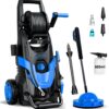 LANCHEZ Hochdruckreiniger 180 bar max Druck, Fördermenge 480 l/h, 7-in-1-Zubehör Kit (500ml Schaumsprüher, Schnellkupplungen, Schnellanschlussdüsen, Terrassenbürste) für Auto, Terrasse, Blau 6 71RTSxDwo9L. AC SL1500