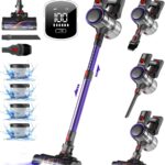 Akku Staubsauger, 50000Pa Staubsauger Kabellos, Kabelloser Staubsauger mit Touchscreen, 50Mins, 1.6L, H13 HEPA, Anti-Tangle-Bürste, für Hartböden/Teppich/Tierhaare