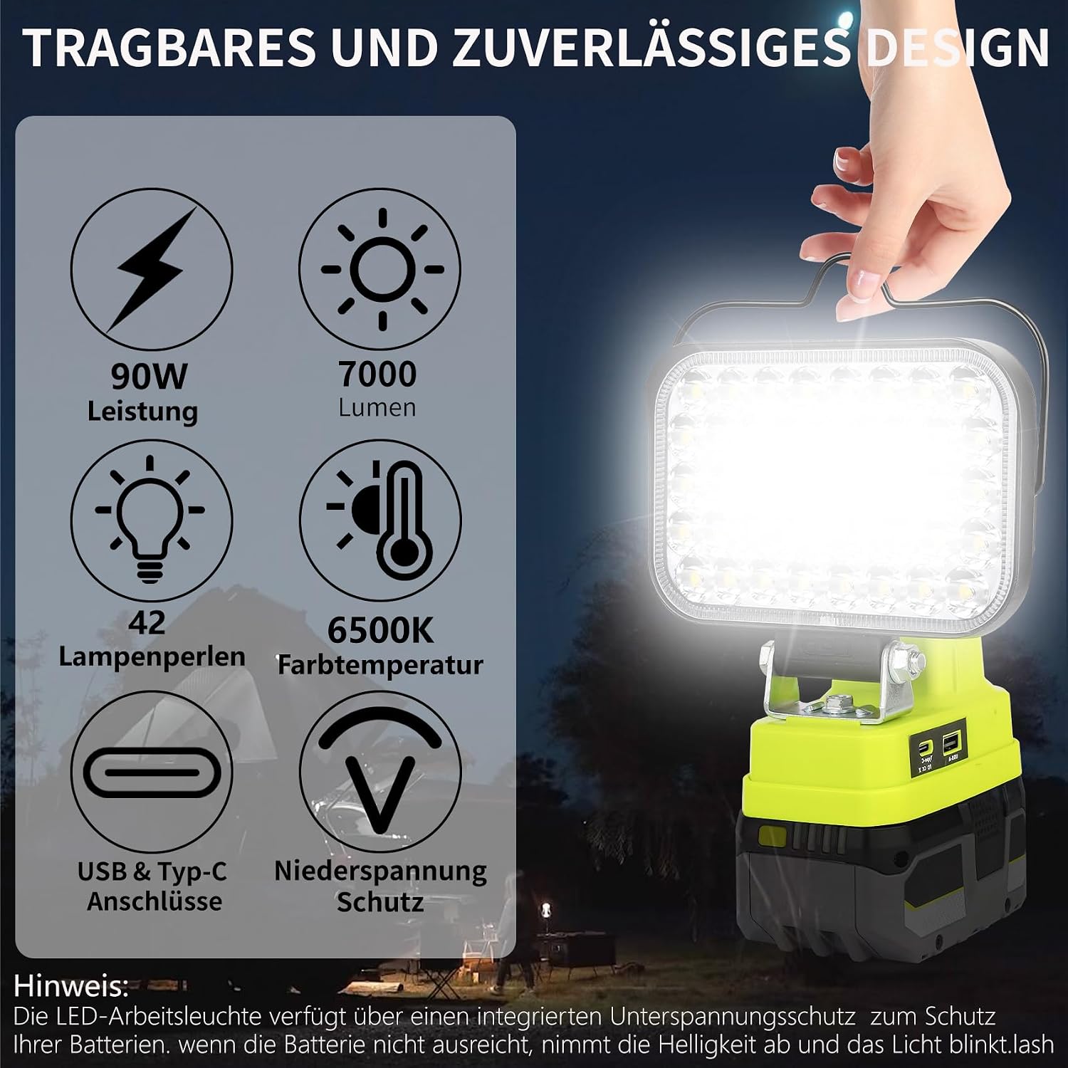 LED Akku Lampe Kompatibel mit Rybi 18V ONE+ 2 LED Akku Lampe Kompatibel mit Rybi 18V ONE+ – Bild 2