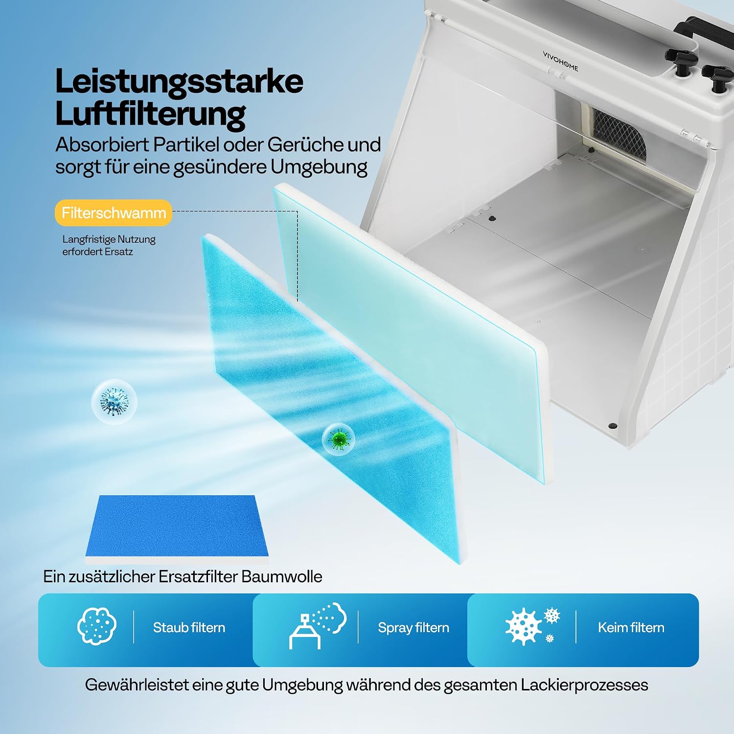 VIVOHOME Airbrush Absauganlage mit 3 LED, Spritzpistolen Ständer, Grau 5 VIVOHOME Airbrush Absauganlage mit 3 LED, Spritzpistolen Ständer, Grau – Bild 5