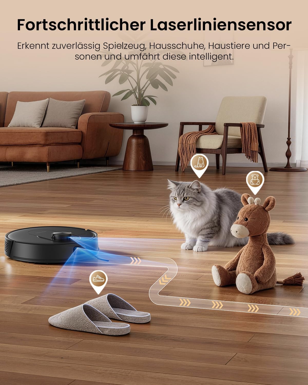 Proscenic Q8 Max+ Saugroboter mit Wischfunktion, 8000 Pa 200 Min Staubsauger Roboter mit Absaugstation, LiDAR-Navigation mit 5 Karten & Linienlaser-Hindernisvermeidung, Steuerung über APP Alexa Siri 4 Proscenic Q8 Max+ Saugroboter mit Wischfunktion, 8000 Pa 200 Min Staubsauger Roboter mit Absaugstation, LiDAR-Navigation mit 5 Karten & Linienlaser-Hindernisvermeidung, Steuerung über APP Alexa Siri – Bild 4