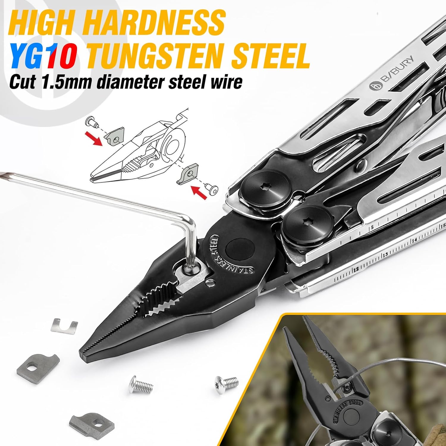 BIBURY Multitools Pro, 39in1 Multi Tools, Neu T-Schaft, Austauschbaren Säge 3 BIBURY Multitools Pro, 39in1 Multi Tools, Neu T-Schaft, Austauschbaren Säge – Bild 3