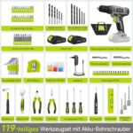 PULITUO 20V Akkuschrauber Set, Akku-Bohrschrauber 101-teiliges Werkzeug Set mit 2 Akkus, 30 Nm Drehmoment,Schraubendreher set für Haushalt & DIY – für Frauen und Männer