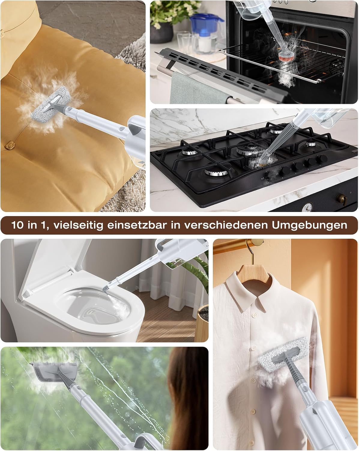 10-in-1 Dampfreiniger mit abnehmbarem Handgerät,Handdampfreiniger Zubehör 4 10-in-1 Dampfreiniger mit abnehmbarem Handgerät,Handdampfreiniger Zubehör – Bild 4
