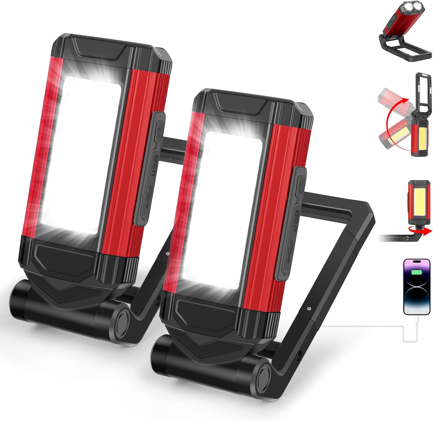 Daphomeu Wiederaufladbare LED Werkstattlampe & Taschenlampe 2 Stück 1 Daphomeu Wiederaufladbare LED Werkstattlampe & Taschenlampe 2 Stück