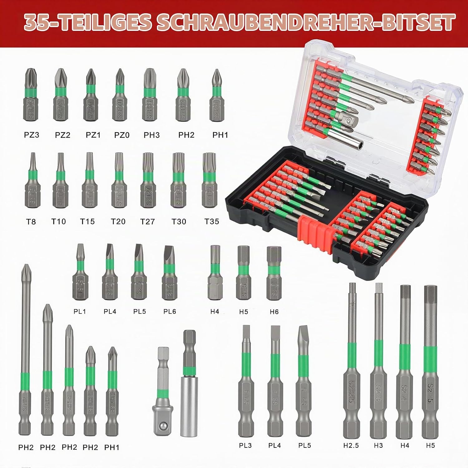 35-tlg. Impact-Bits S2 1/4" 6-kant PH/TX/PZ/SL/Hex 2 35-tlg. Impact-Bits S2 1/4" 6-kant PH/TX/PZ/SL/Hex – Bild 2