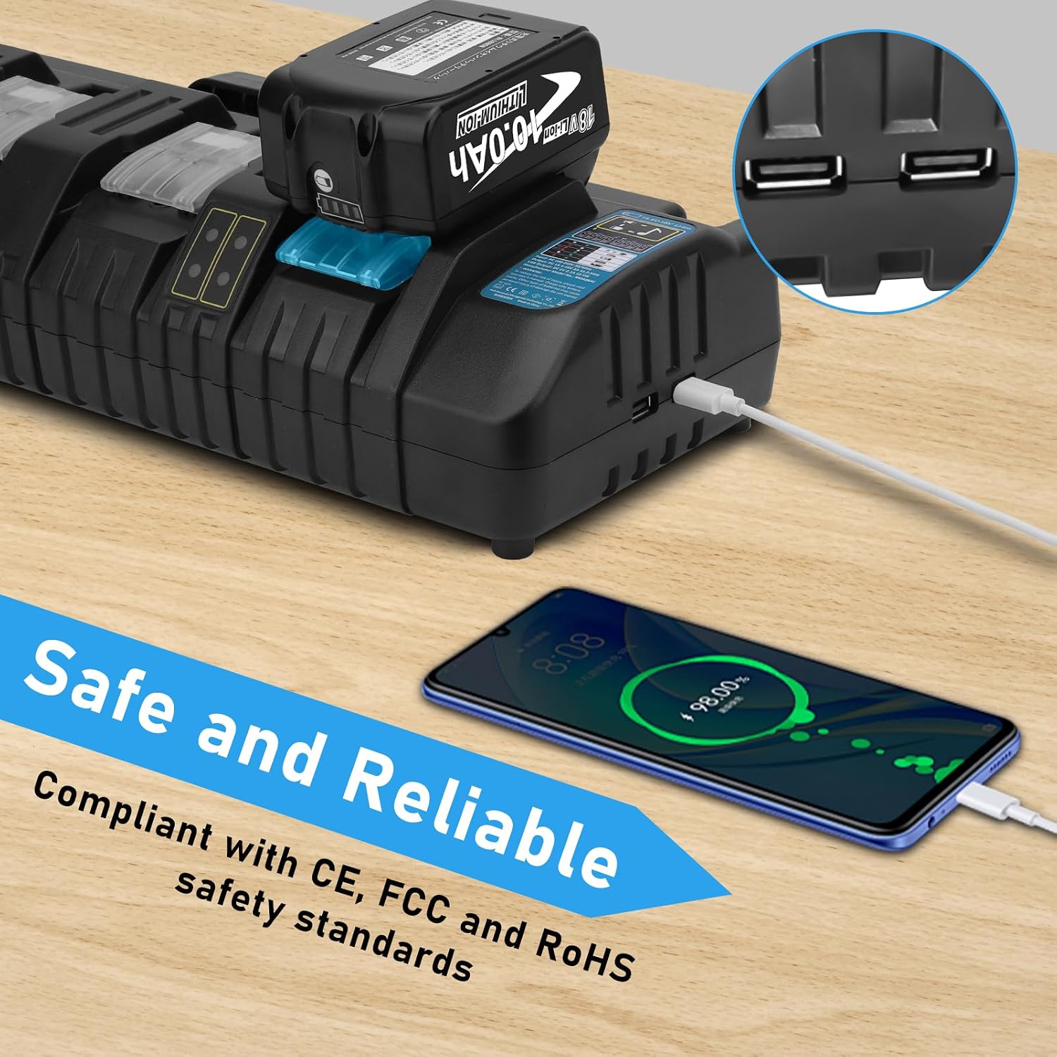 4Packs 10000mAh Akku Kompatibel für Makita akku 18V + 1Pack 3A DC18SF 4-Port-Ladegerät Kompatibel Ladegerät für Makita 14,4 V-18 V Akkus BL1830 BL1840 BL1850 BL1860 5 4Packs 10000mAh Akku Kompatibel für Makita akku 18V + 1Pack 3A DC18SF 4-Port-Ladegerät Kompatibel Ladegerät für Makita 14,4 V-18 V Akkus BL1830 BL1840 BL1850 BL1860 – Bild 5
