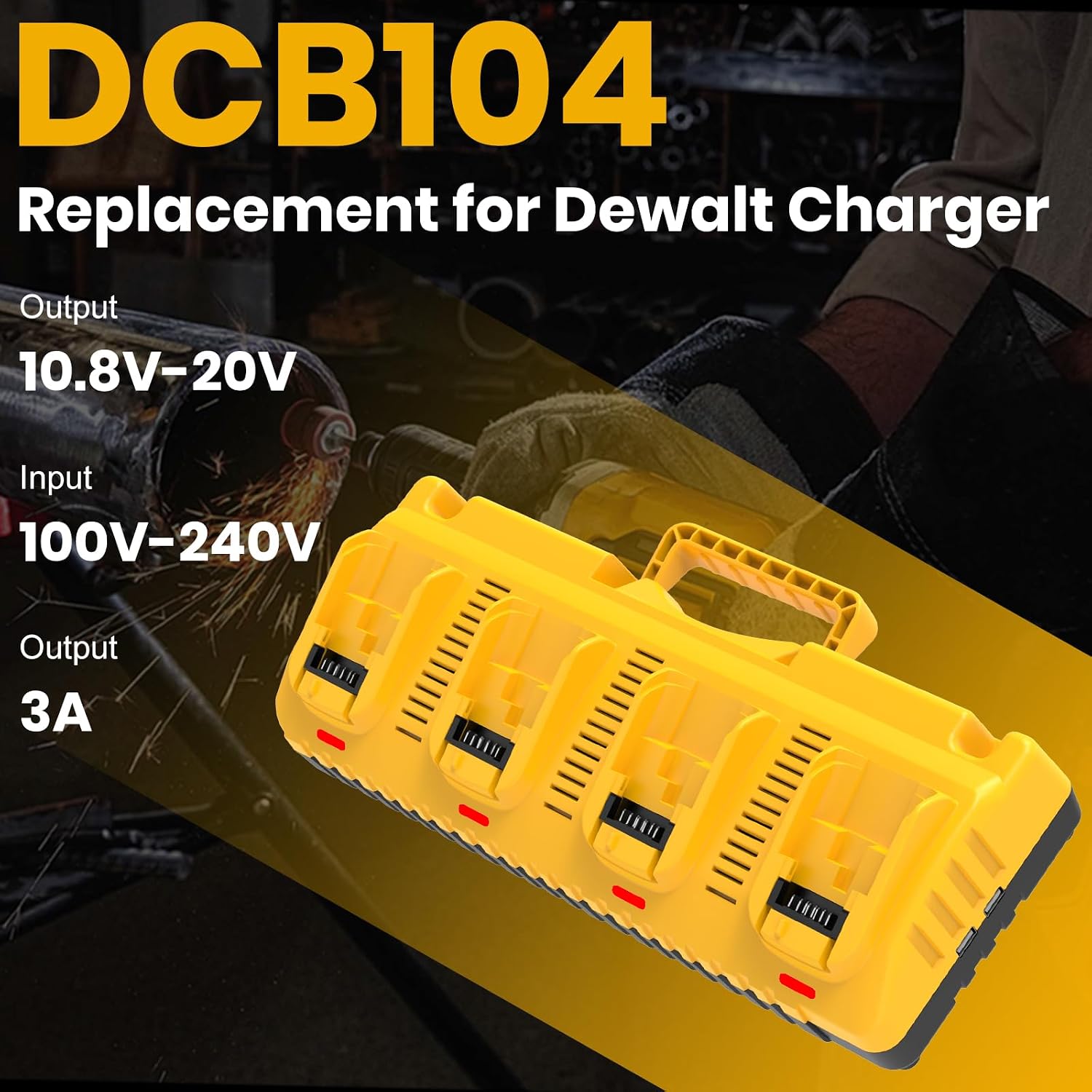 4Stück 10.0Ah Ersatzakku für Dewalt Akku 18V+ Ladegerät DCB104 3 4Stück 10.0Ah Ersatzakku für Dewalt Akku 18V+ Ladegerät DCB104 – Bild 3