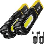 Smiling Shark LED Arbeitsleuchte Akku, Arbeitslampe USB Wiederaufladbare 5 Modus Licht Tragbar Leuchten Werkstatt mit 360° Magnetfuß und Haken für Working Auto Reparatur Camping (2 Packungen)