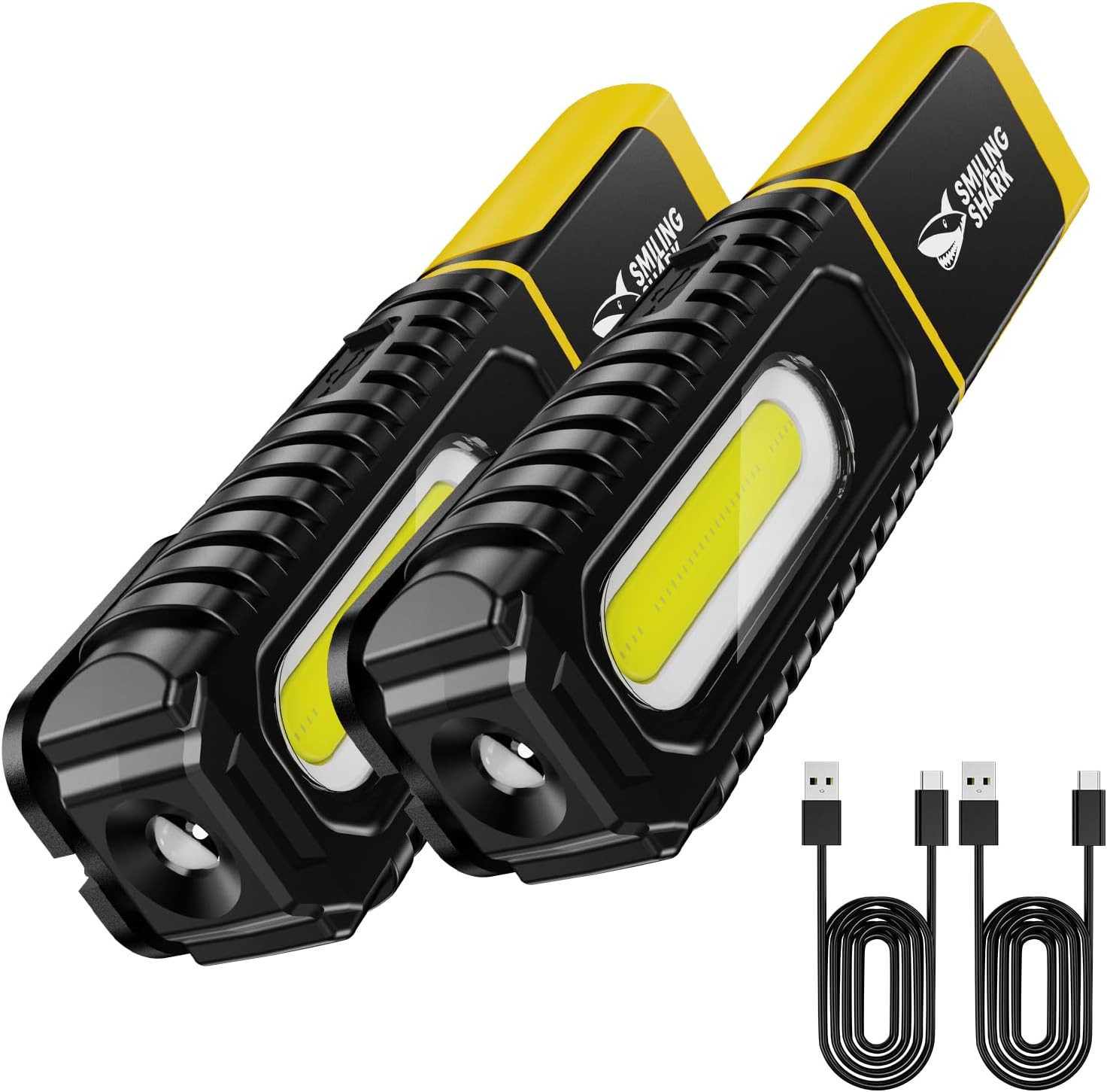 Smiling Shark LED Arbeitsleuchte Akku, Arbeitslampe USB Wiederaufladbare 5 Modus Licht Tragbar Leuchten Werkstatt mit 360° Magnetfuß und Haken für Working Auto Reparatur Camping (2 Packungen) 1 Smiling Shark LED Arbeitsleuchte Akku, Arbeitslampe USB Wiederaufladbare 5 Modus Licht Tragbar Leuchten Werkstatt mit 360° Magnetfuß und Haken für Working Auto Reparatur Camping (2 Packungen)