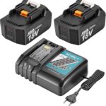 2 x 18V 5500mAh Akku 18V akku Ersatzakku mit DC18RC Ladegerät Kompatibel mit BL1860 BL1860B BL1855 BL1855B BL1850 BL1850B BL1860B DC18RC