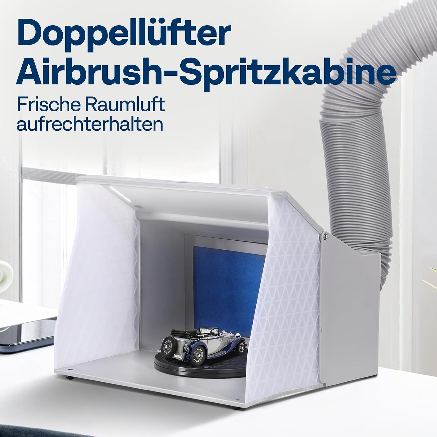 VIVOHOME Airbrush Absauganlage mit 4 LEDs, Doppellüfter, Grau 2 VIVOHOME Airbrush Absauganlage mit 4 LEDs, Doppellüfter, Grau – Bild 2