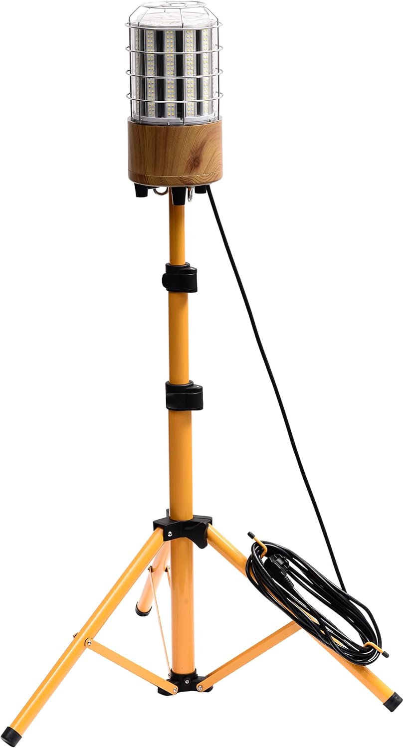 Led Baustrahler Arbeitsstrahler mit Stativ 150W 21000 Lumen Arbeitsstrahler mit Stecker, 360° Rundstahl-Beleuchtung,IP64 wasserdicht (150W Transparent Cover 20000lm)