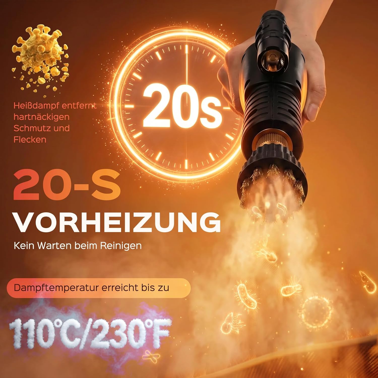 Moongiantgo Hochdruck Dampfreiniger für Alles Tanklose 220V 1700W 4 Moongiantgo Hochdruck Dampfreiniger für Alles Tanklose 220V 1700W – Bild 4