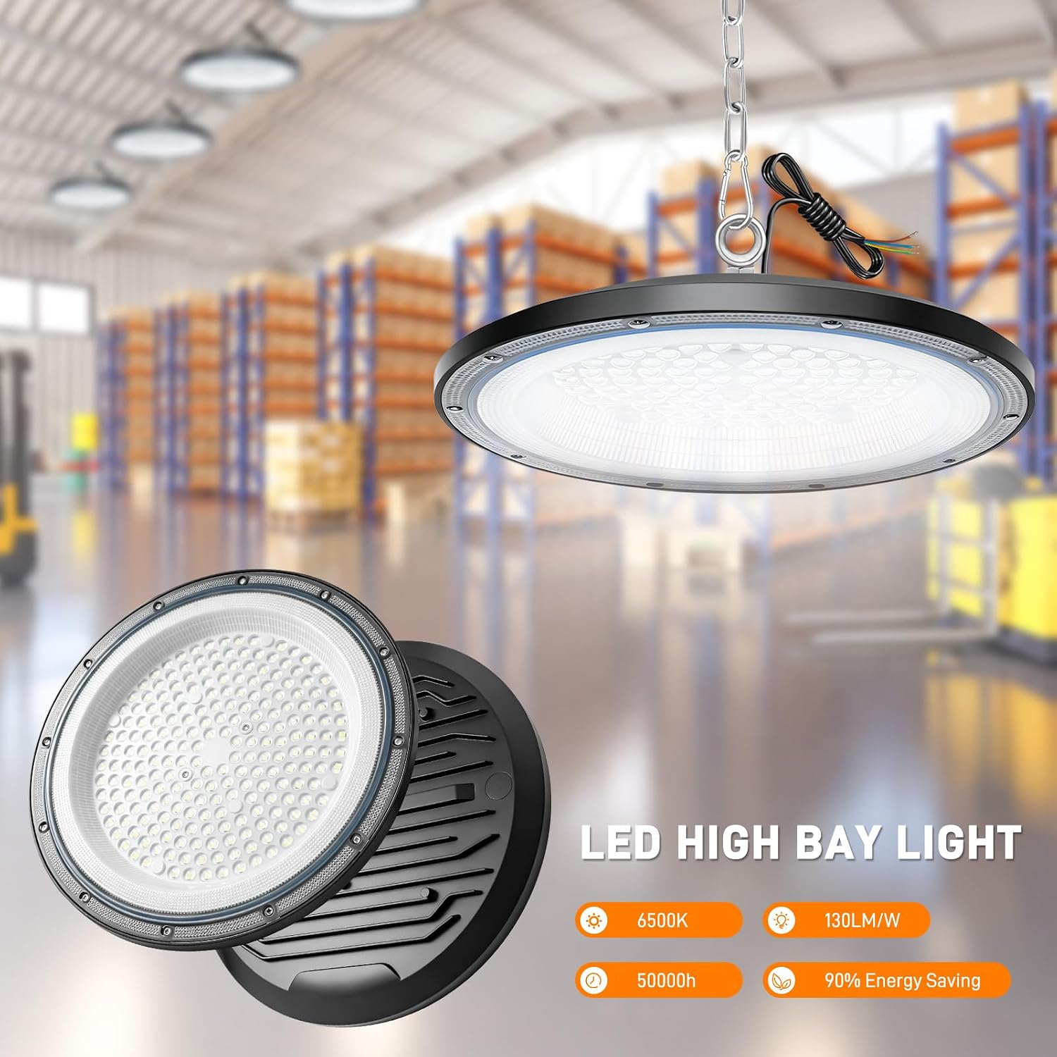 4 Stück 100W LED Werkstattlampe Hallenbeleuchtung Deckenleuchte 2 4 Stück 100W LED Werkstattlampe Hallenbeleuchtung Deckenleuchte – Bild 2