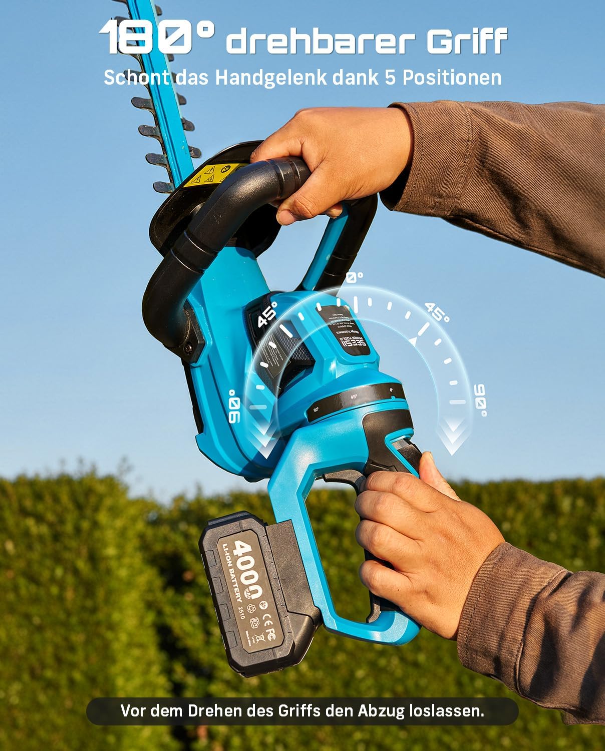 SEESII 20V Heckenschere Akku, 56 cm Doppelmesser, 2 × 4,0 Ah Akkus, Garten 5 SEESII 20V Heckenschere Akku, 56 cm Doppelmesser, 2 × 4,0 Ah Akkus, Garten – Bild 5