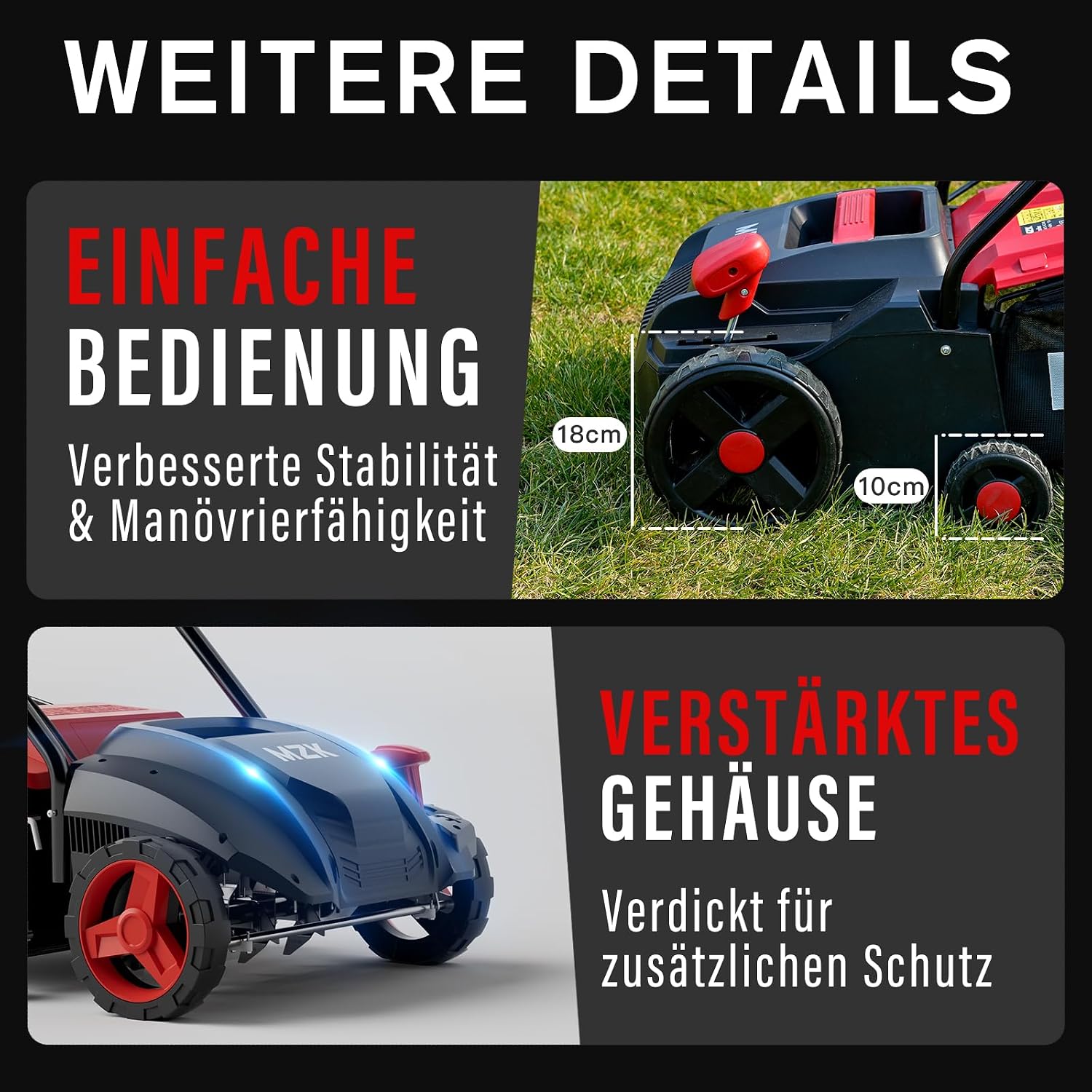 MZK Elektro Vertikutierer & Rasenlüfter, 33 cm, 2-in-1, 30L 4 MZK Elektro Vertikutierer & Rasenlüfter, 33 cm, 2-in-1, 30L – Bild 4