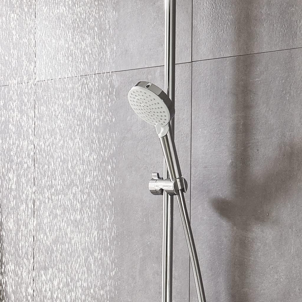 hansgrohe Crometta - wassersparender Duschkopf 6 l/min (EcoSmart), Handbrause mit 2 Strahlarten, runde Duschbrause (100 mm), Sparduschkopf mit Antikalk-Funktion, Weiß/Chrom, 26336400 4 hansgrohe Crometta - wassersparender Duschkopf 6 l/min (EcoSmart), Handbrause mit 2 Strahlarten, runde Duschbrause (100 mm), Sparduschkopf mit Antikalk-Funktion, Weiß/Chrom, 26336400 – Bild 4